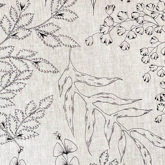 Forest Ferns Natural - 100% Linen - Sustainable Interior Fabric - Biophilic