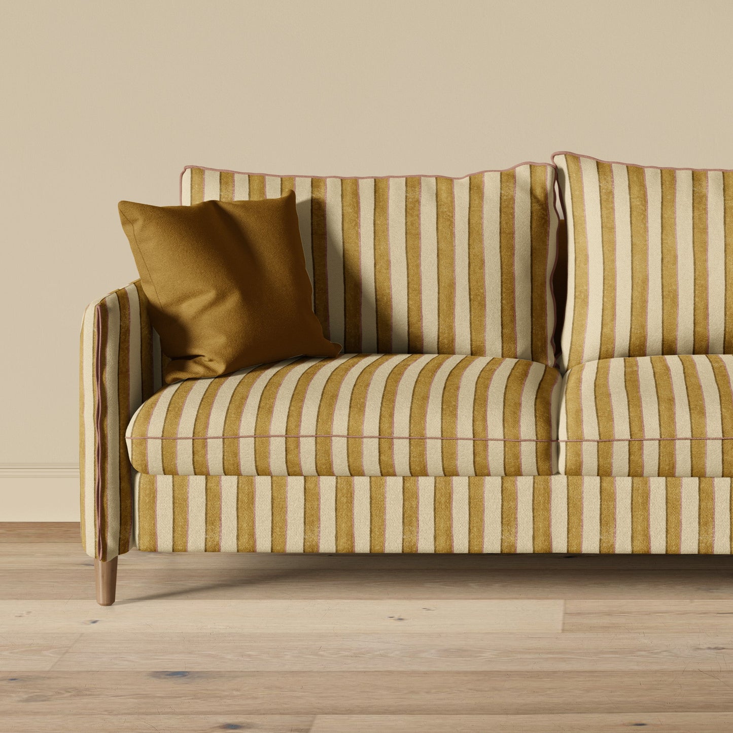 ribbons stripe - marigold ochre yellow - upholstered sofa