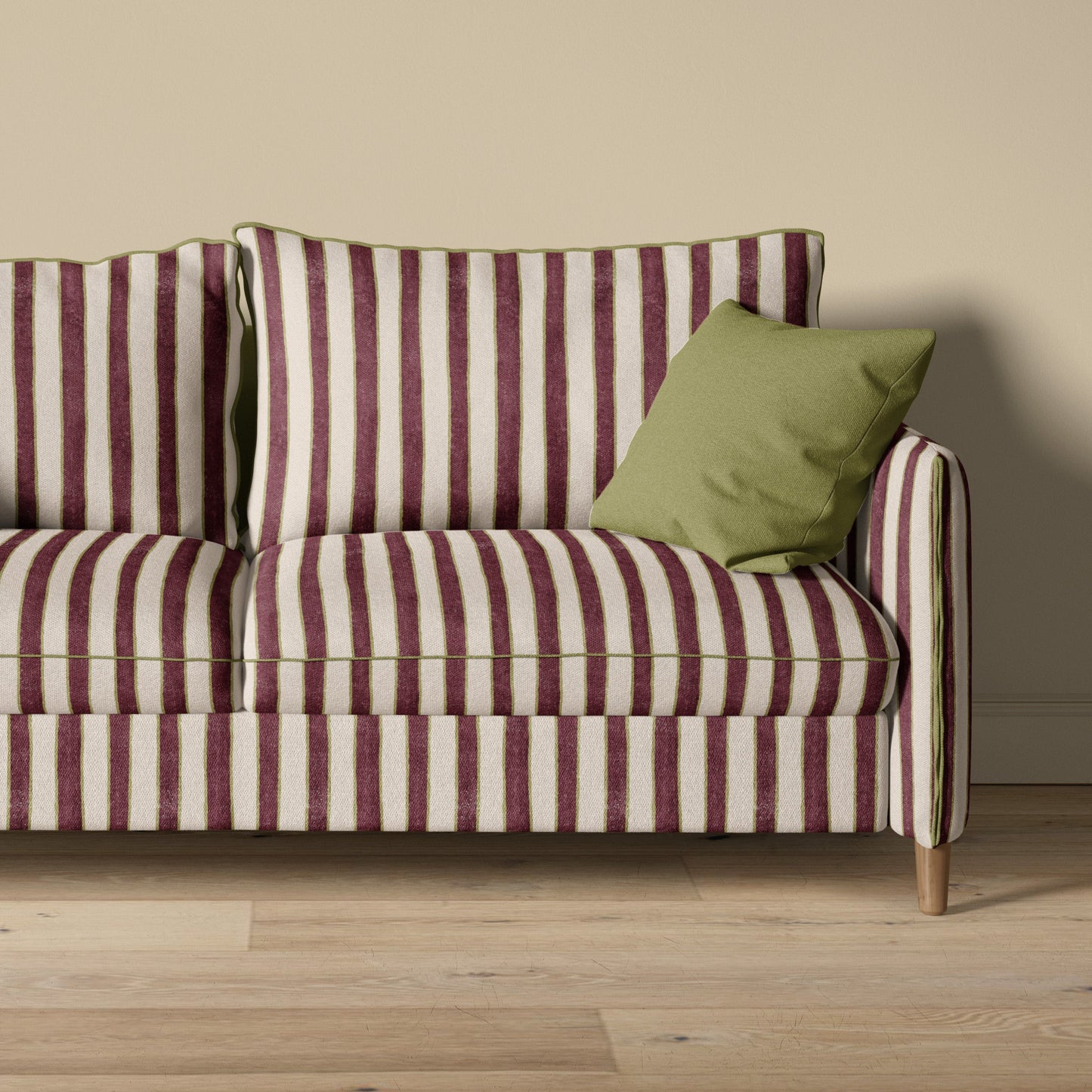ribbons stripe fabric - plum colour - upholstered sofa