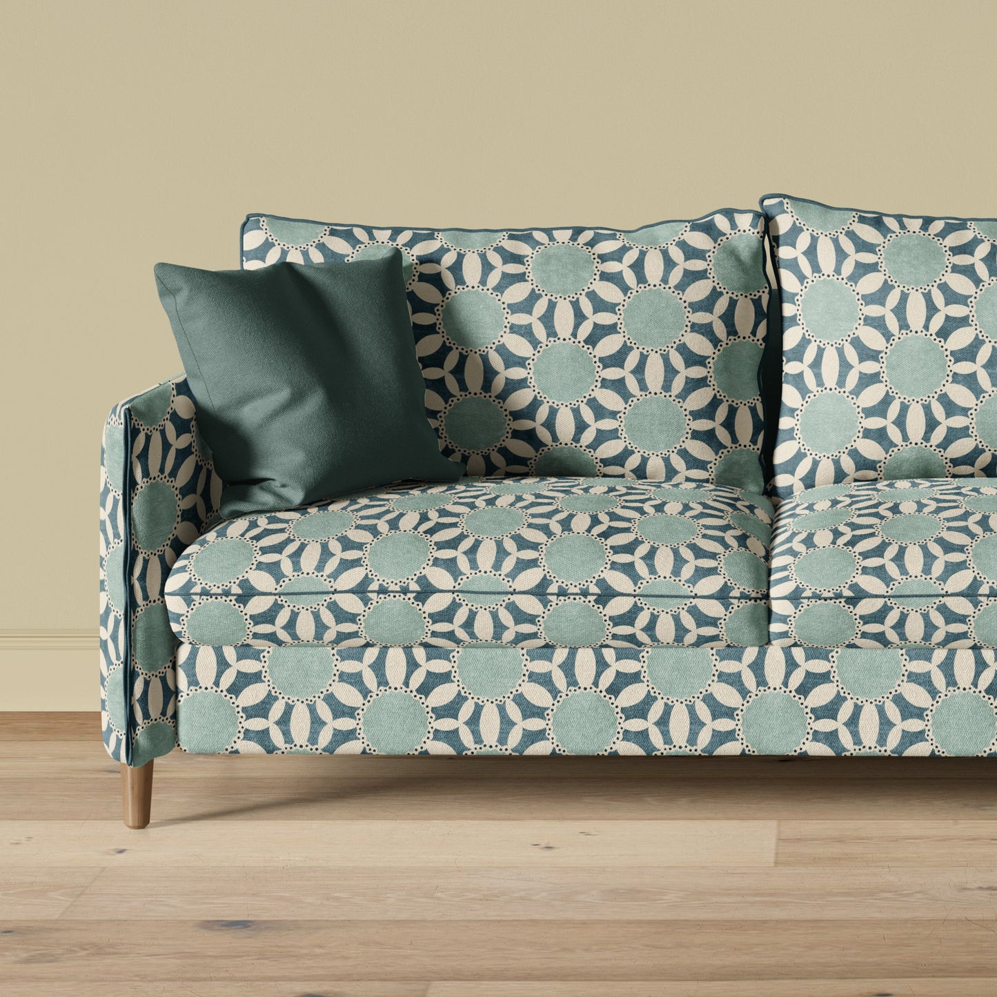 Solara fabric - ocean blue colour - upholstered sofa