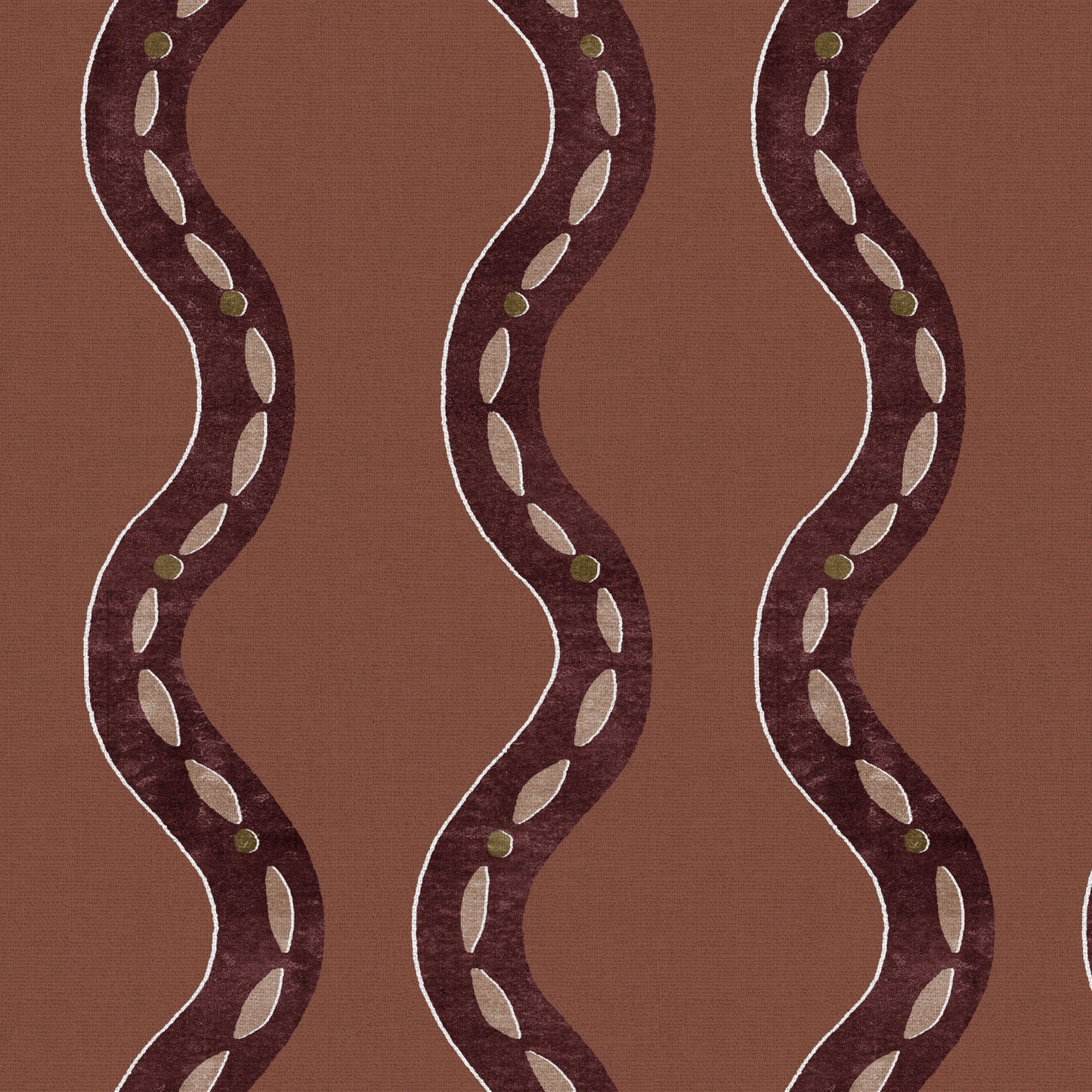 Sea glass inspired fabric, wavy pattern, plum colours