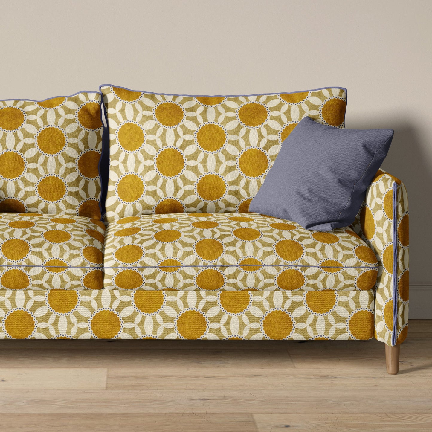 solara fabric - marigold ochre yellow - upholstered sofa