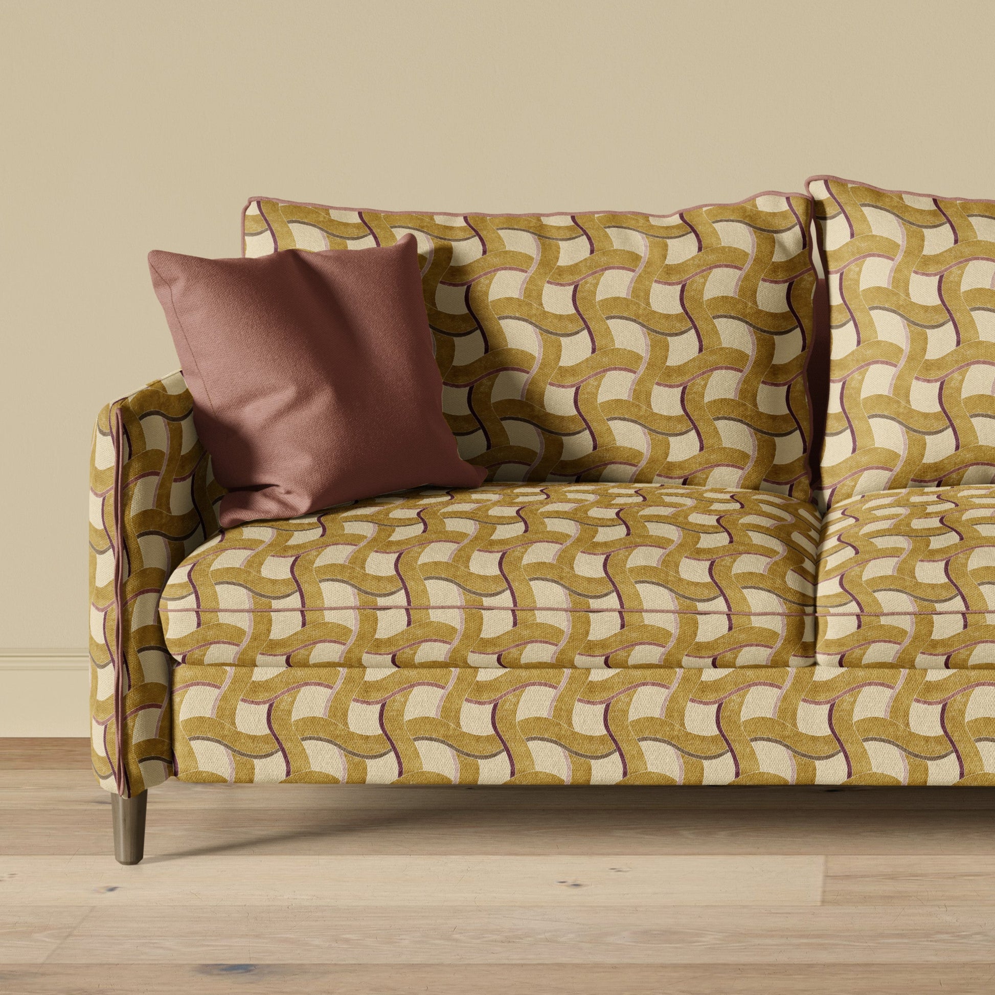 wicker marigold - checkered pattern - upholstered sofa